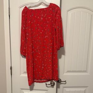 GAP Red Floral Long Sleeve Dress